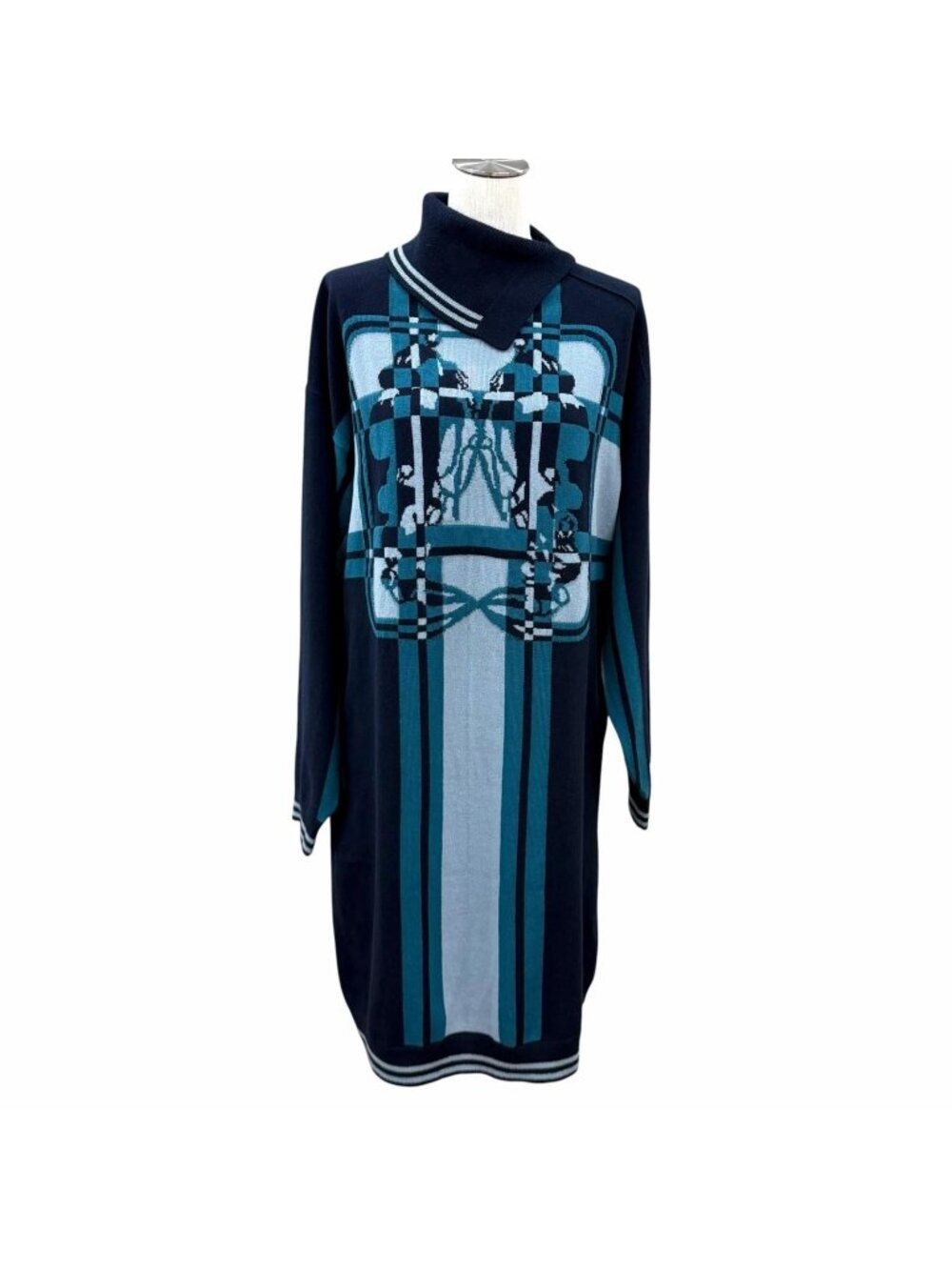 Hermes Brides de Gala Tartan Cashmere 100% Knit Dress 36